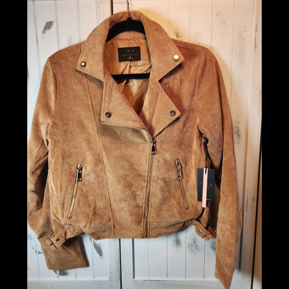 Iris Double-Breasted Corduroy Moto Jacket